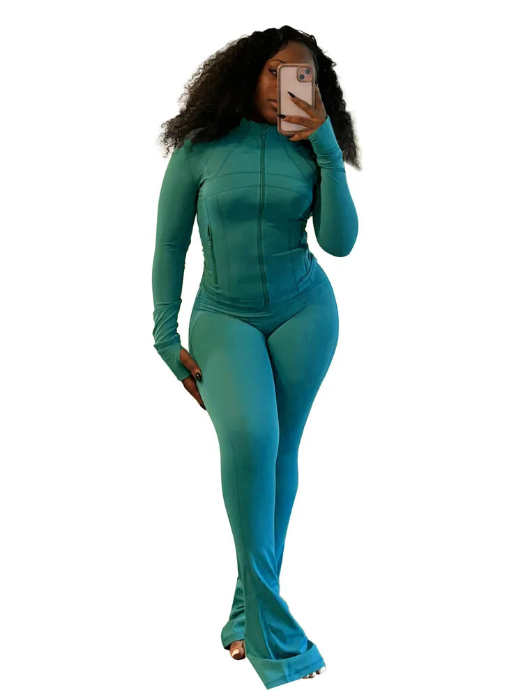 Turtleneck Jacket & Skinny Pants Set