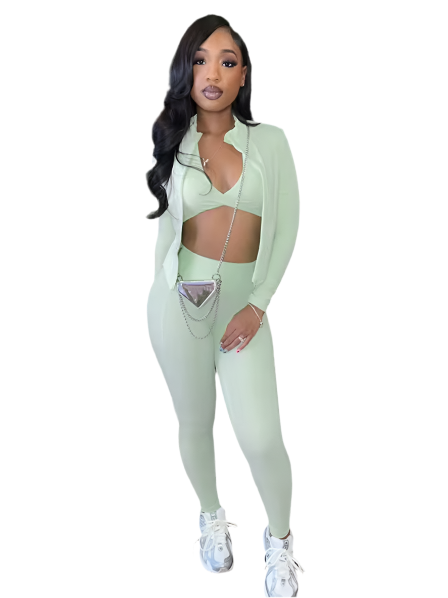 3 Piece Solid Halter Workout Set