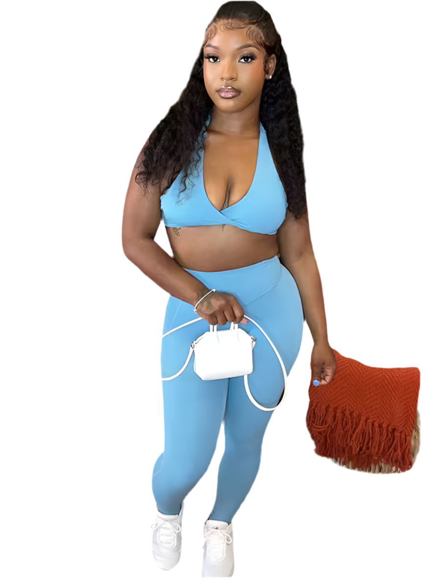 3 Piece Solid Halter Workout Set
