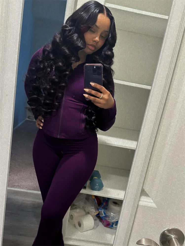 Turtleneck Jacket & Skinny Pants Set