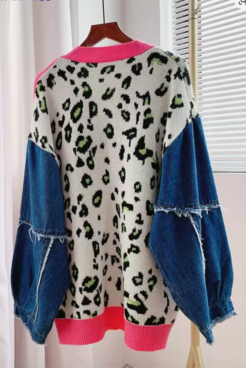 Patchwork cardigan Long Sleeve Sweater