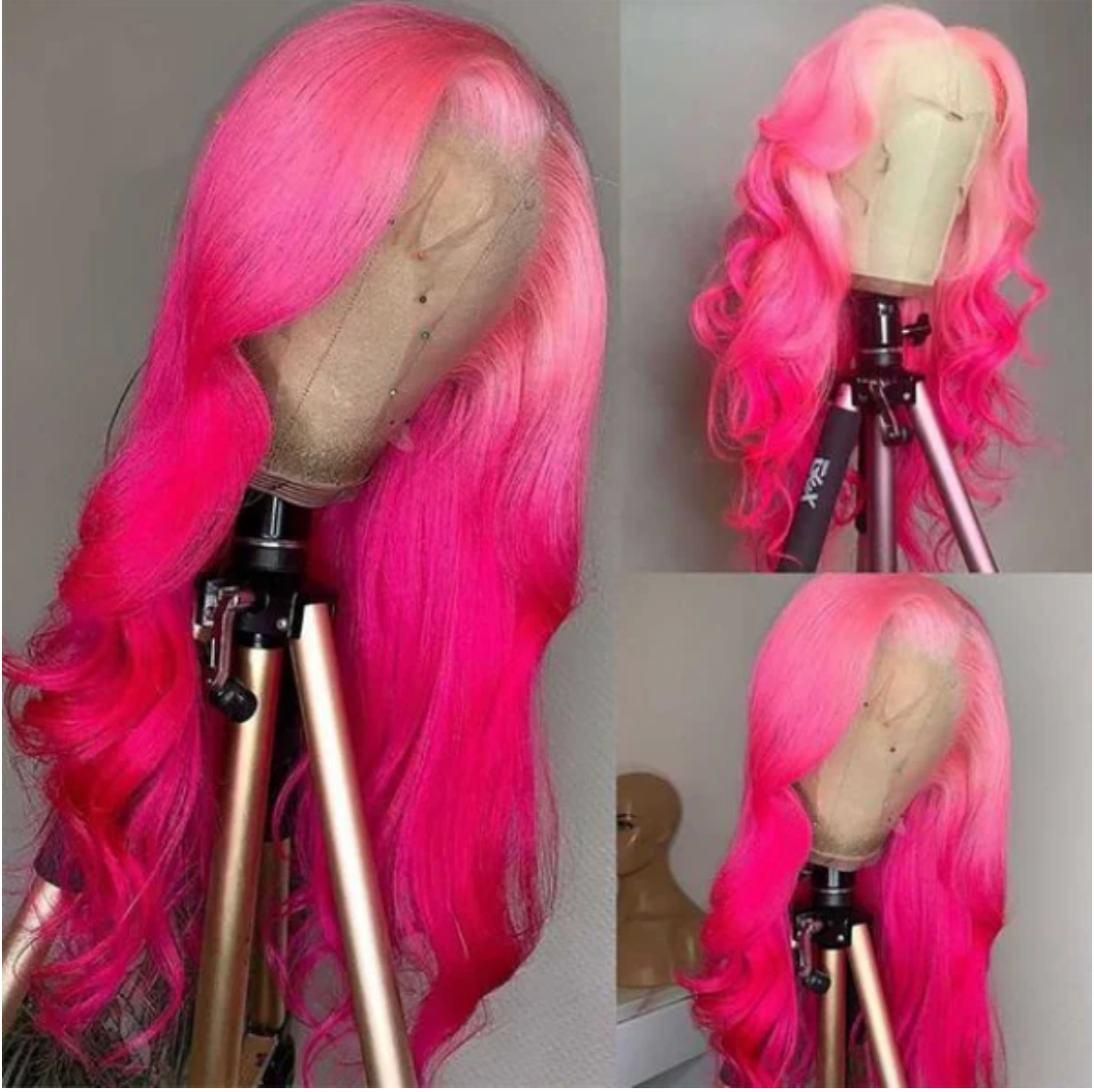 Pink With Rose Pink Ombre Body Wave Glueless Lace Frontal Wig