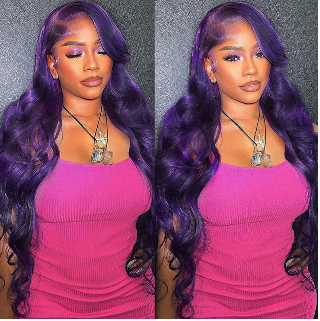 Dark Purple Body Wave Human Hair Wig With Pre-Plucked Baby Hairs