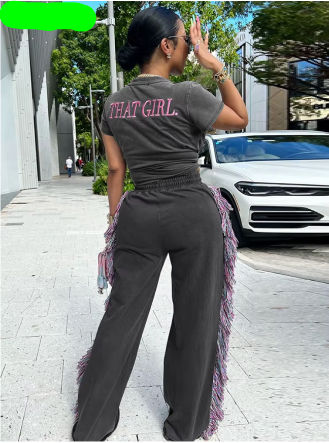 Sporty Letter Tassel Set