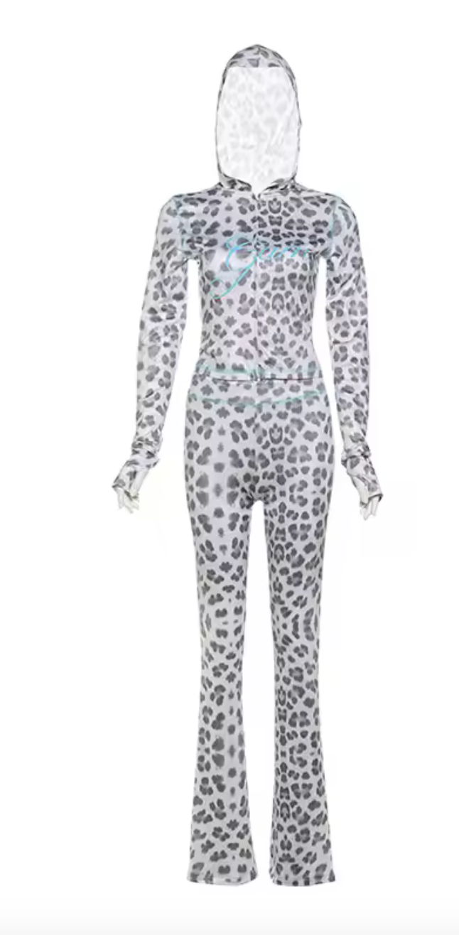 Leopard Letter Print Tracksuit Set