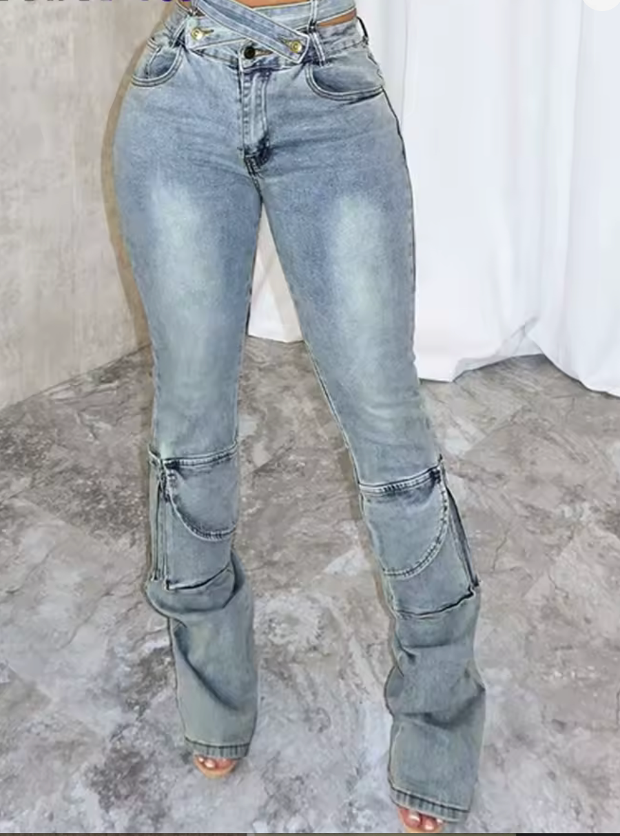 Distressed Irregular Jeans