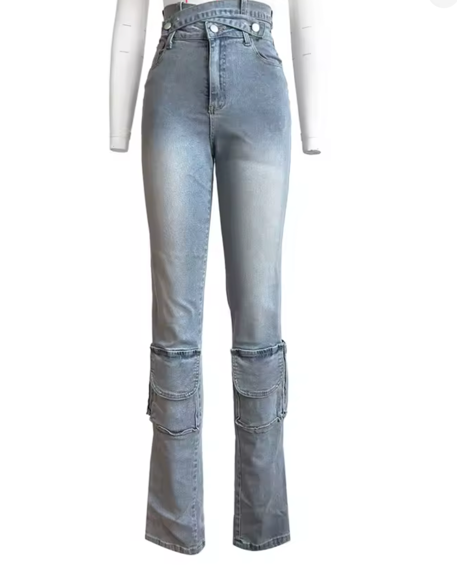 Distressed Irregular Jeans
