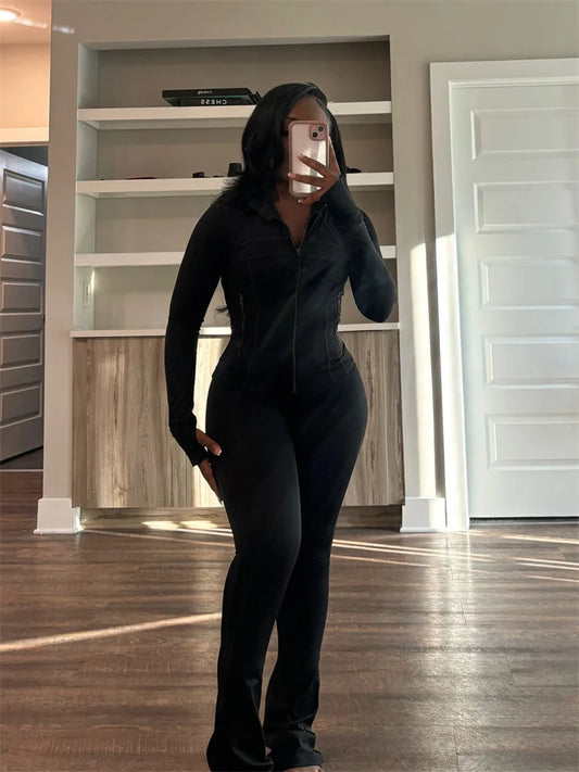 Turtleneck Jacket & Skinny Pants Set
