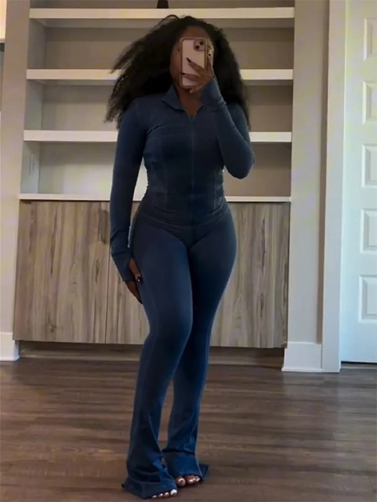Turtleneck Jacket & Skinny Pants Set