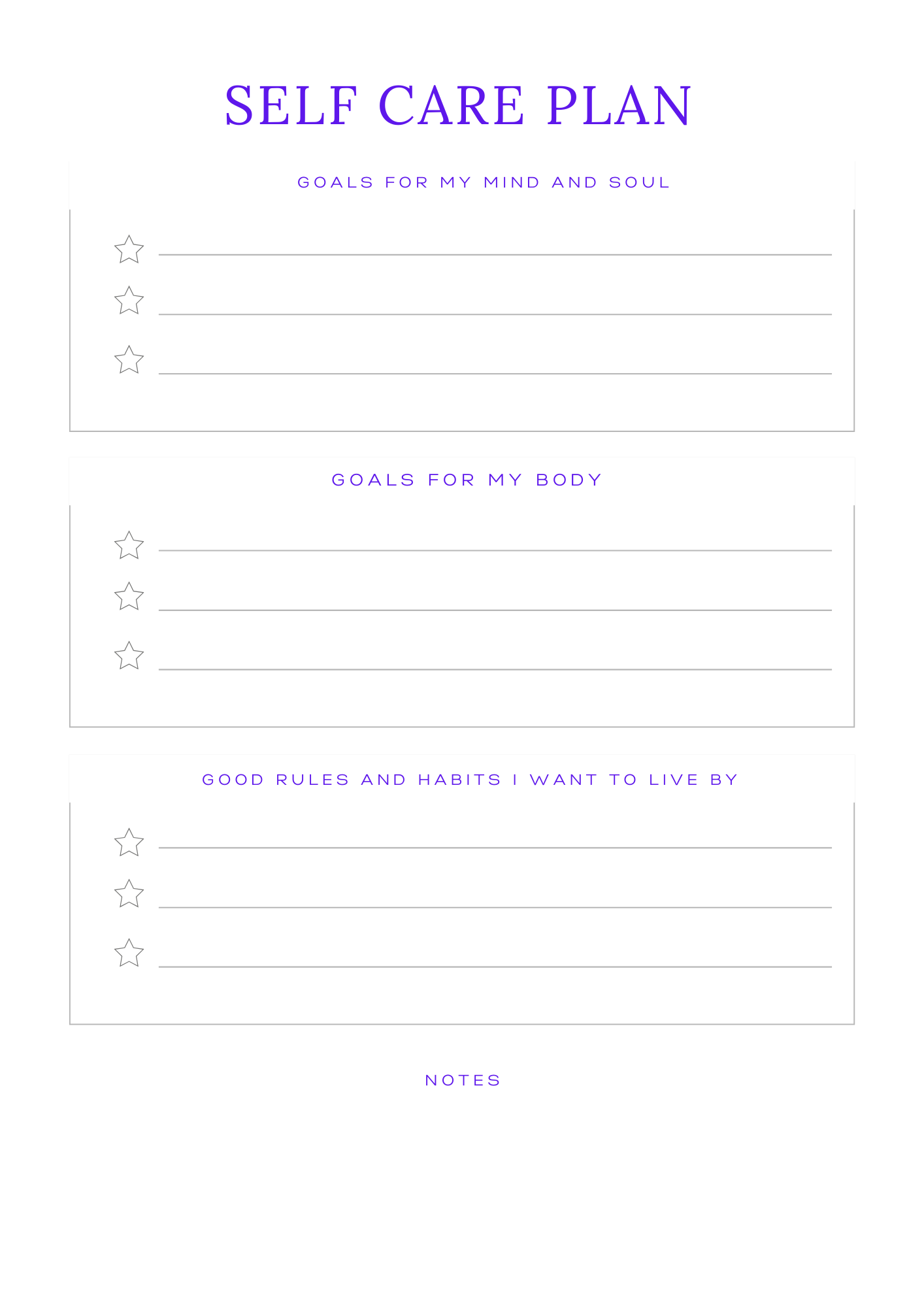 Self-Care Planner