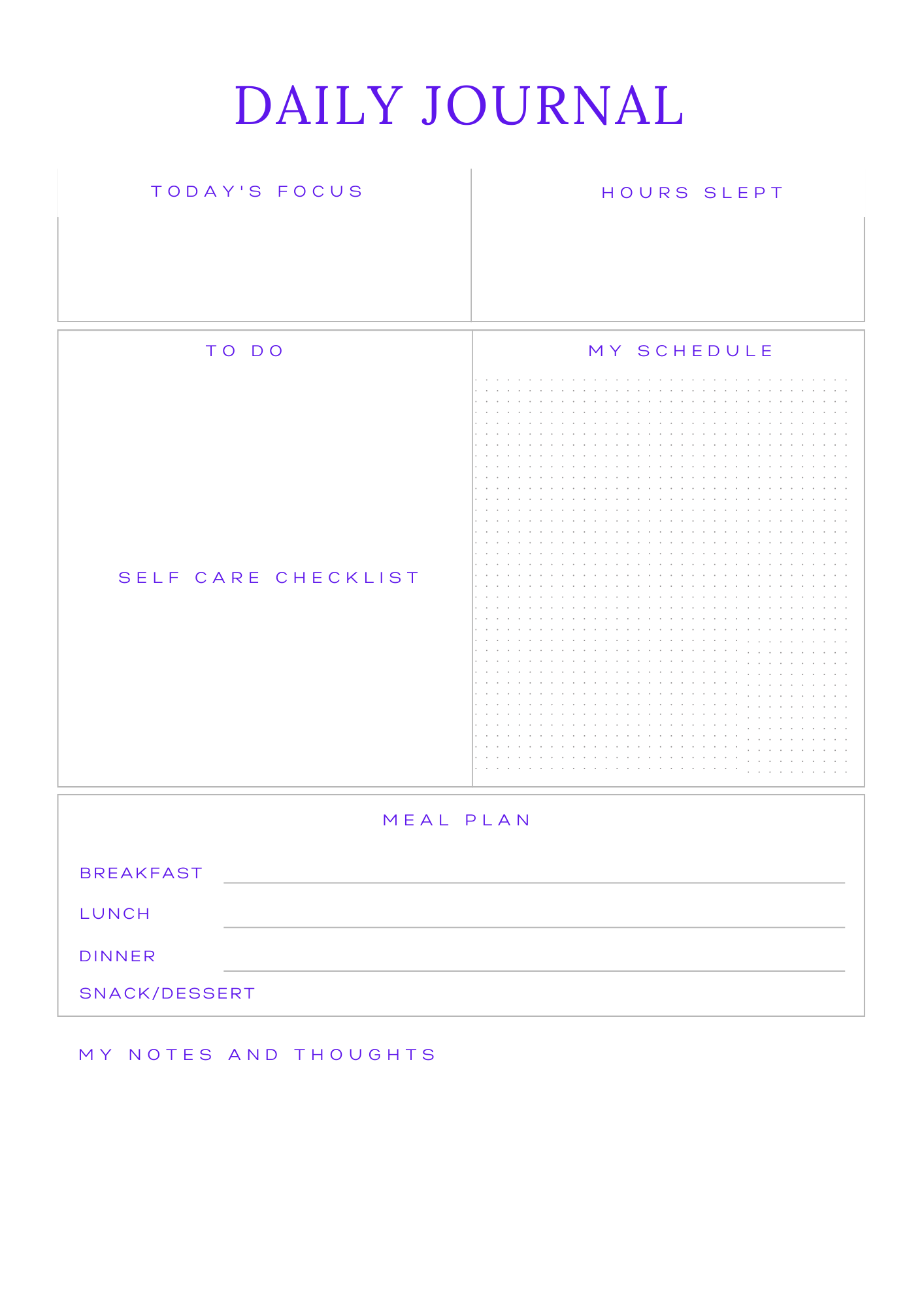 Self-Care Planner