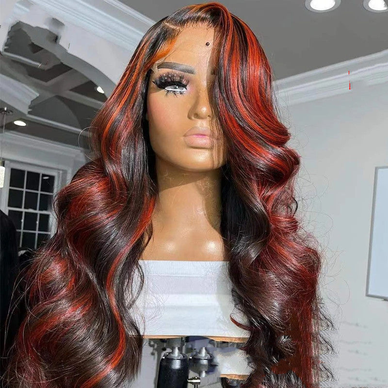 Lace Frontal Burgundy Highlight 13X4 4x4 Closure Wig