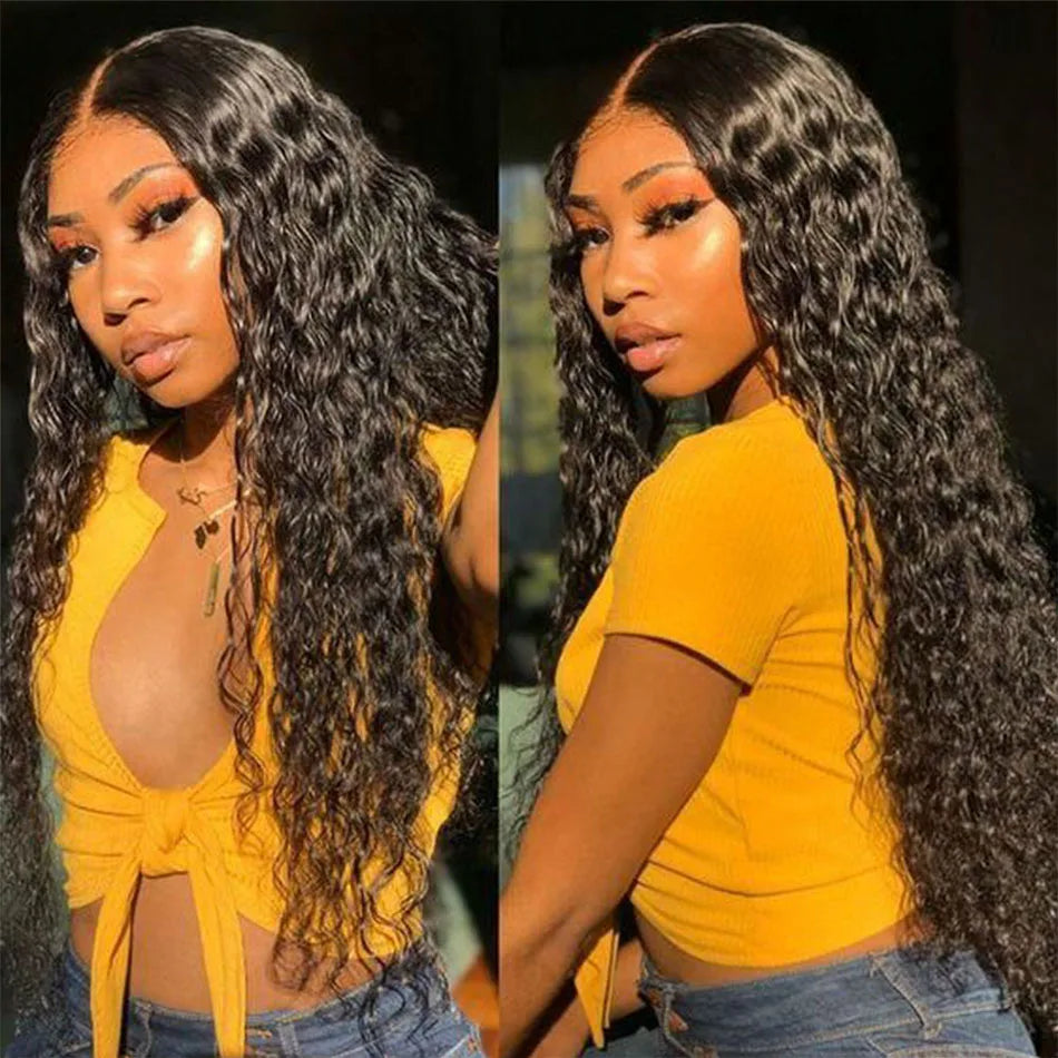 Indian Water Wave Bundles With Closure Wet and Wavy Curly Human Hair Bundles 12A Remy Hair Weave 3 Bundles With Frontal 13X4