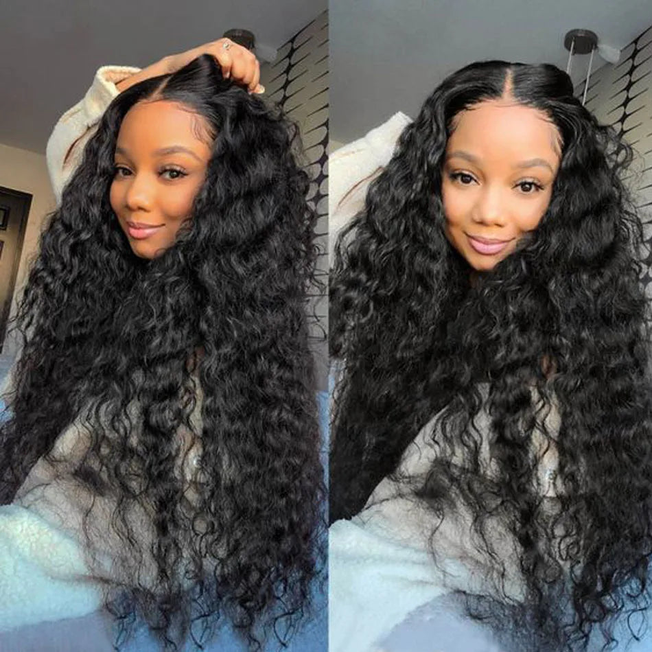 Indian Water Wave Bundles With Closure Wet and Wavy Curly Human Hair Bundles 12A Remy Hair Weave 3 Bundles With Frontal 13X4