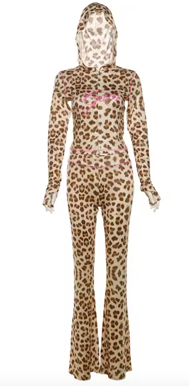 Leopard Letter Print Tracksuit Set