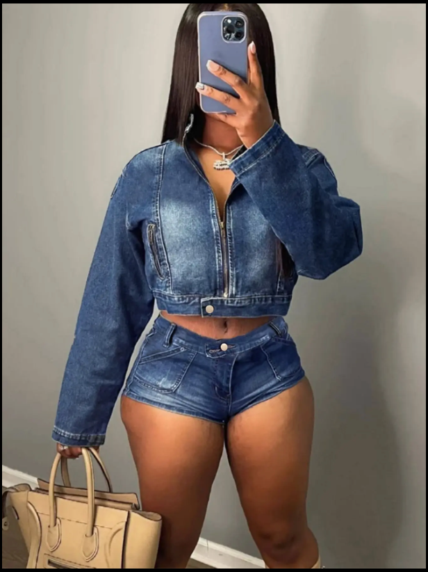 Denim Two Piece Set