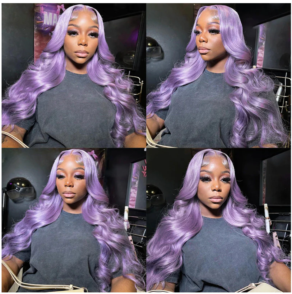 Light Purple Lavender Body Wave Transparent Lace Front Wig With Natural Hair line